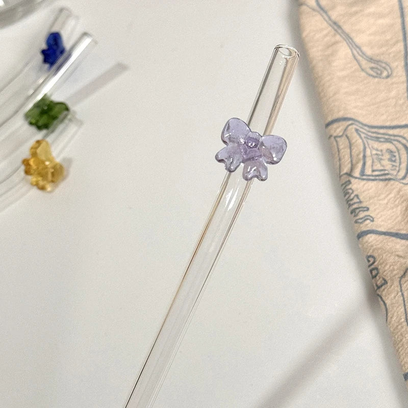 Bow Glass Straws- 6pcs set