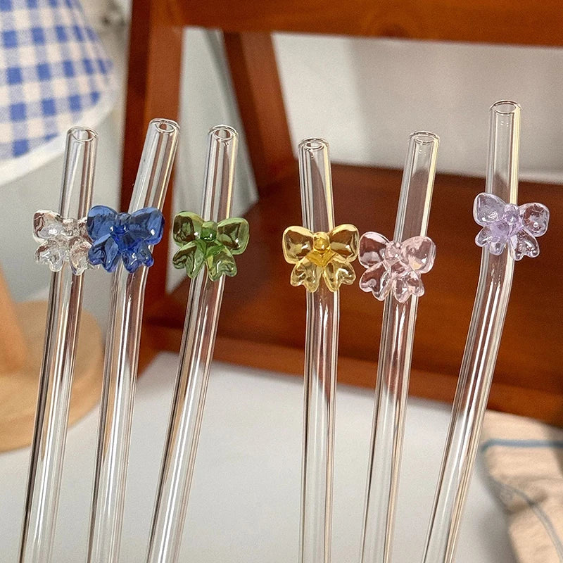 Bow Glass Straws- 6pcs set