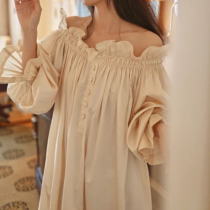 Emily Off-Shoulder Long Ankle-Length Nightgown