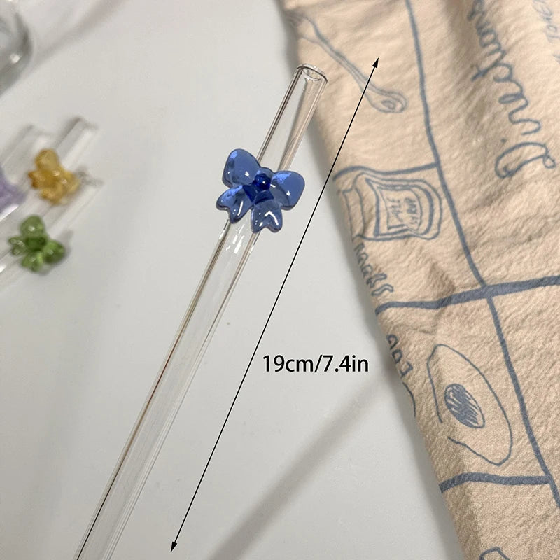 Bow Glass Straws- 6pcs set