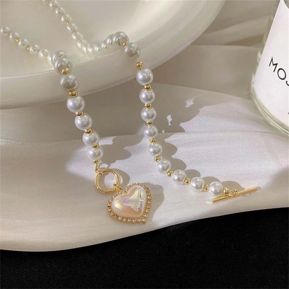 Bella Pearl Necklace with Heart Pendant