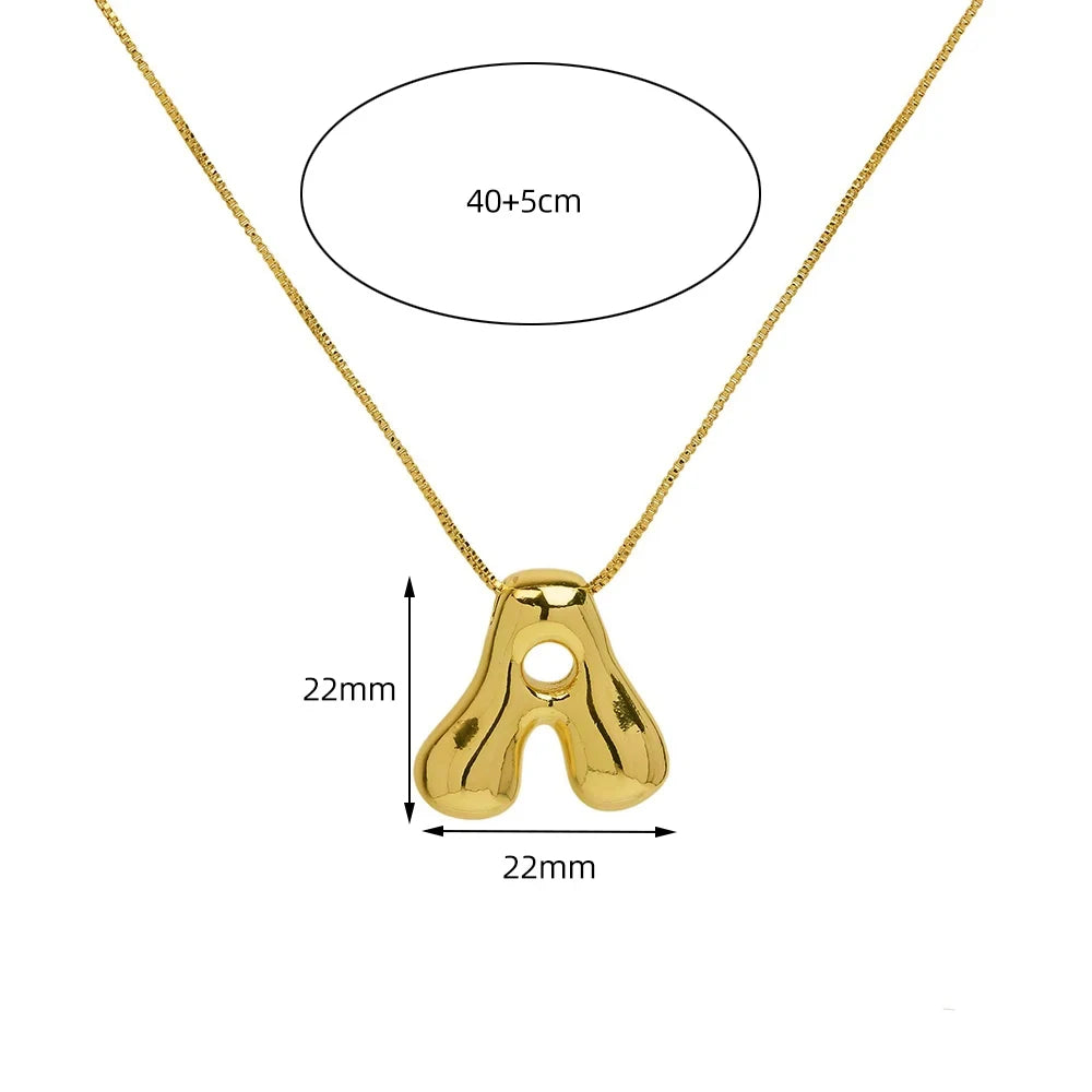Golden Bubble Initial Letter Necklace
