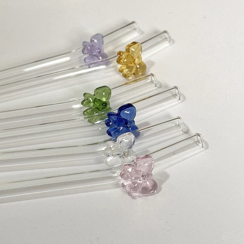 Bow Glass Straws- 6pcs set