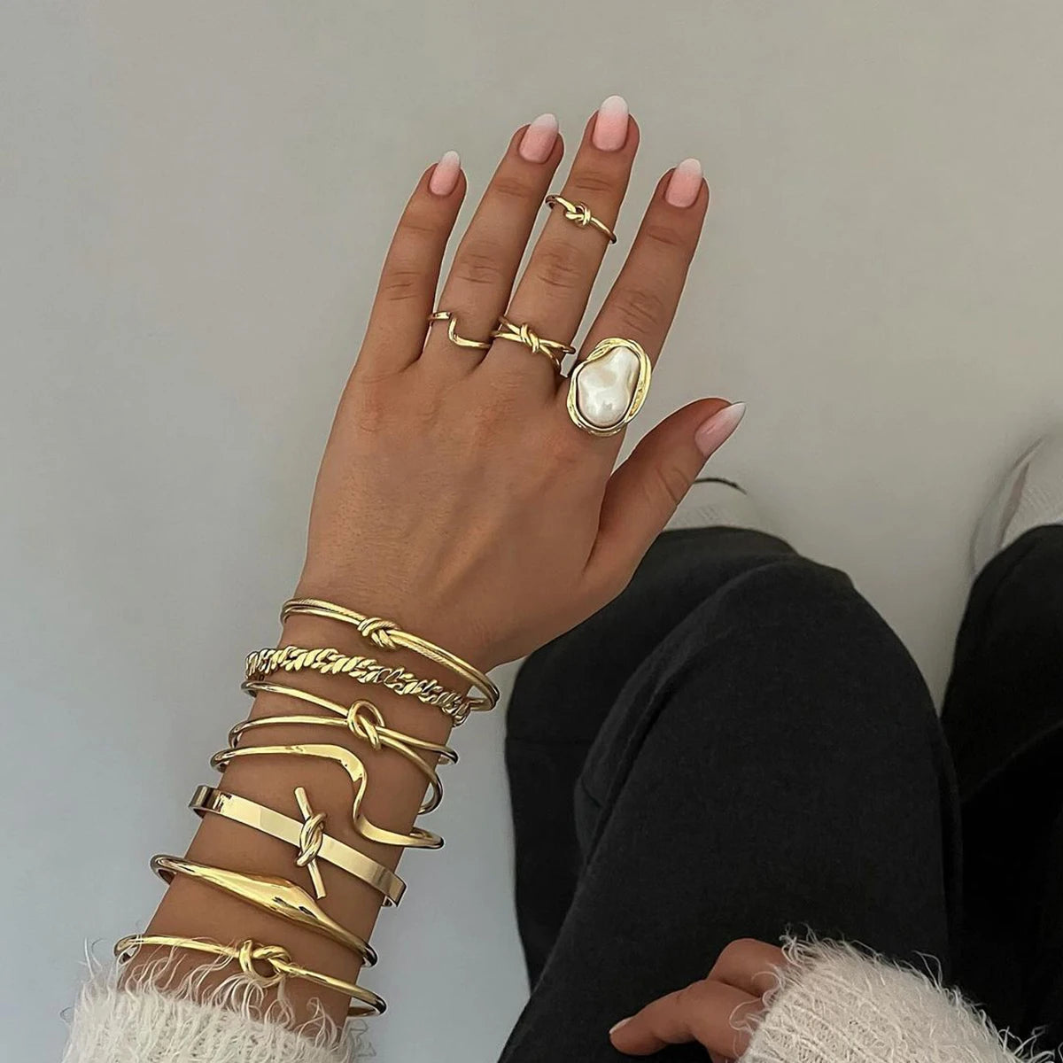 Elva Stainless Steel Free Size Ring
