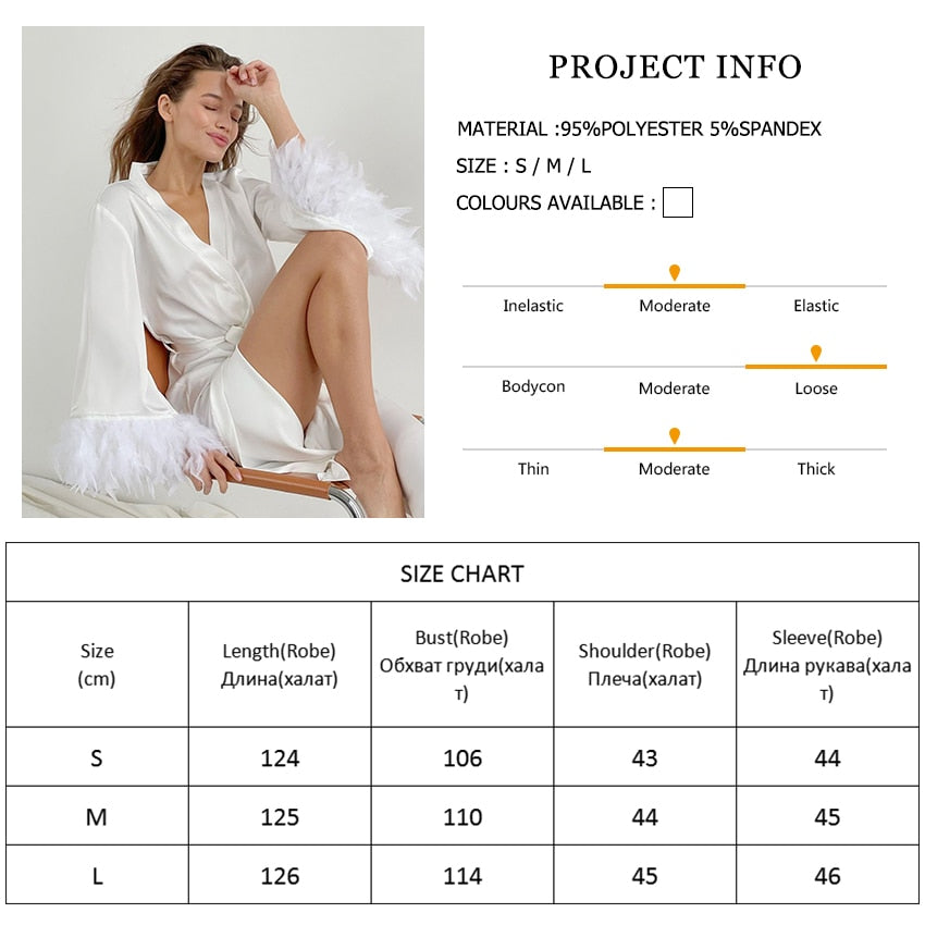 Cathy Flare Feather Sleeves Robe