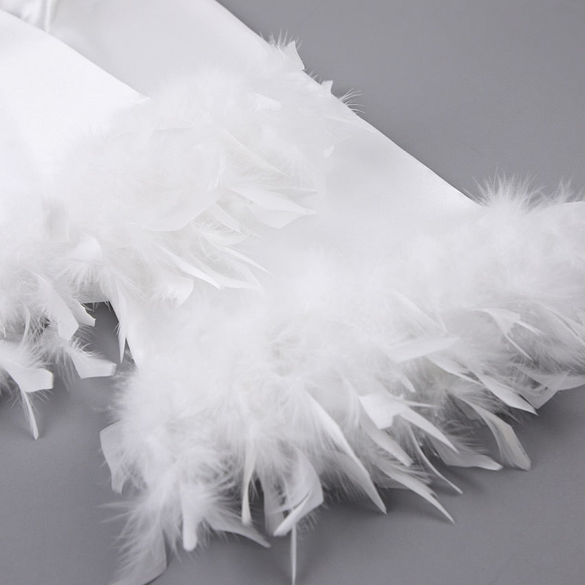 Cathy Flare Feather Sleeves Robe