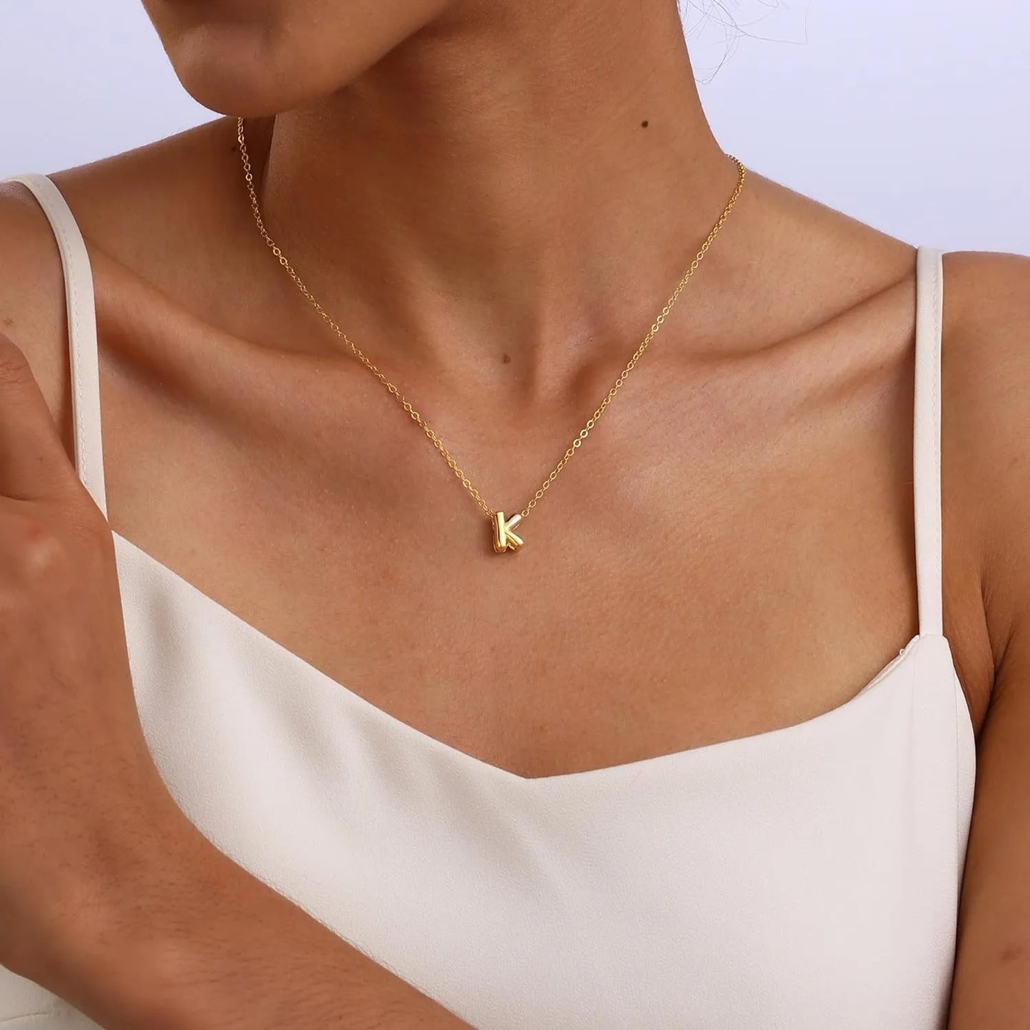 Mini Golden Bubble Initial Necklace