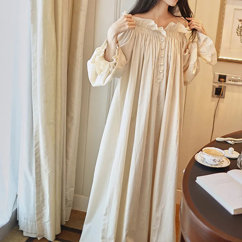 Emily Off-Shoulder Long Ankle-Length Nightgown