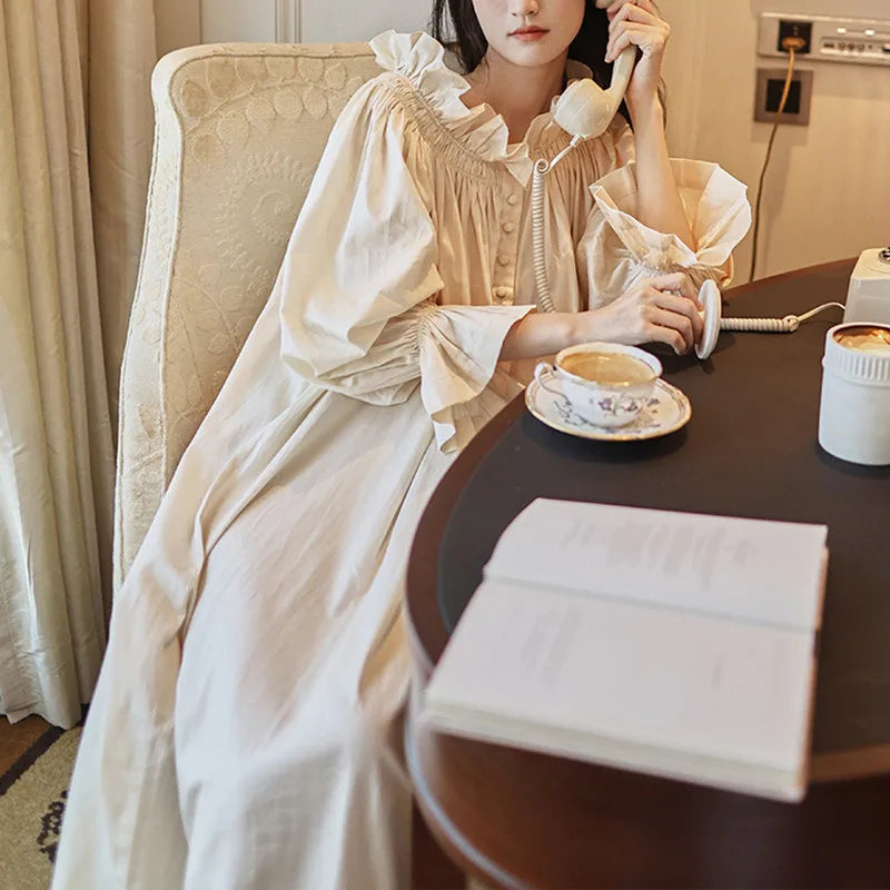 Emily Off-Shoulder Long Ankle-Length Nightgown