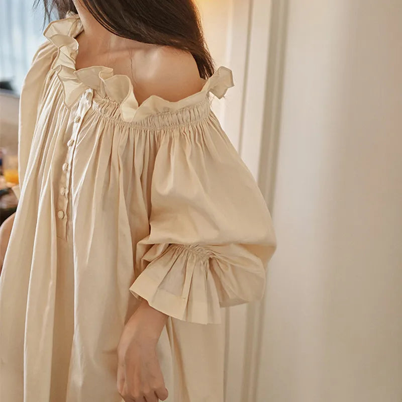 Emily Off-Shoulder Long Ankle-Length Nightgown