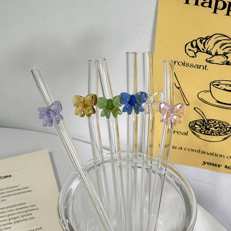 Bow Glass Straws- 6pcs set